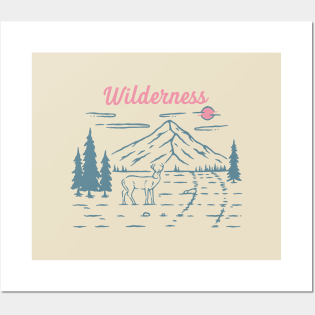 Deer Wilderness T-Shirt Wall Art by LukmannHak